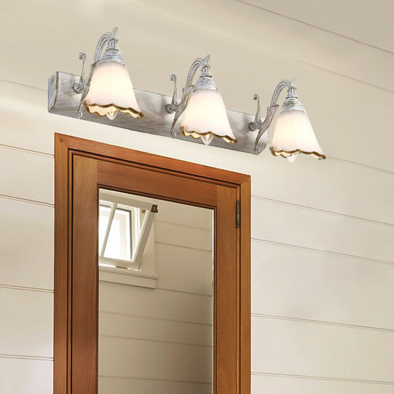 Skanto | Blomster Bad Vegglys Klassisk Opalglass 2/3/4 Lys Bronze/Hvit Sminke Belysning