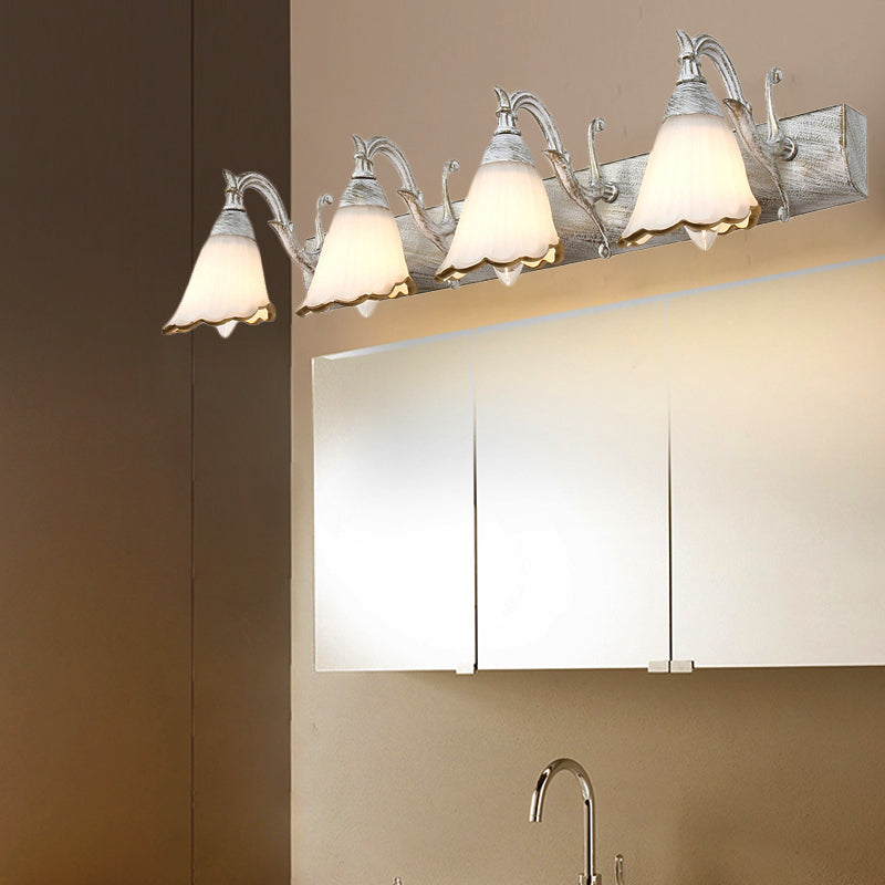 Skanto | Blomster Bad Vegglys Klassisk Opalglass 2/3/4 Lys Bronze/Hvit Sminke Belysning