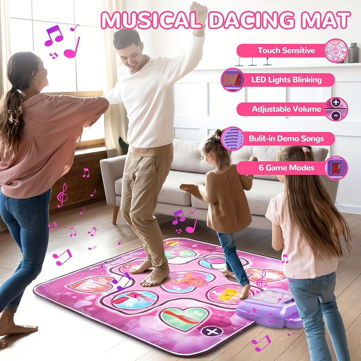 Skanto | Rosa Dansematte for Barn med Poengfunksjon og Rhythmiske Spill – Uten TV – DanceFun Matte