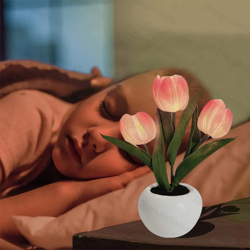 Skanto | LED Tulipan Nattbordlampe Blomster Bordlampe