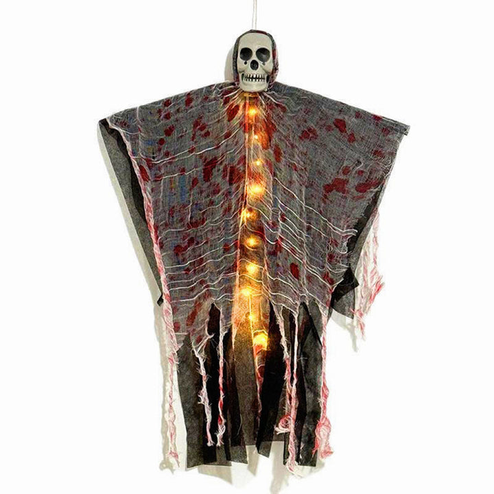 Skanto | Halloween Hengende Dekorasjon – Blodrød Luminøs Hodeskalle Spøkelse