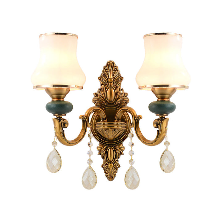 Vase hvit glassvegglampe nordisk stue 1/2 hoder messingvegglampe