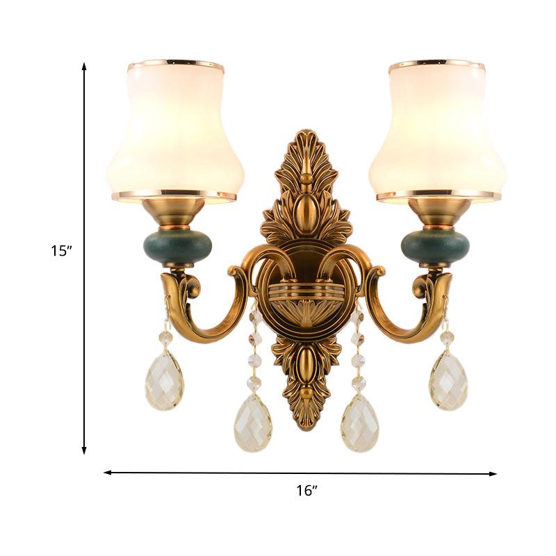 Vase hvit glassvegglampe nordisk stue 1/2 hoder messingvegglampe