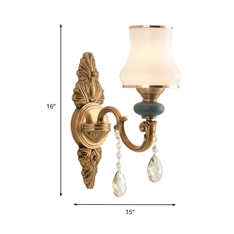 Vase hvit glassvegglampe nordisk stue 1/2 hoder messingvegglampe