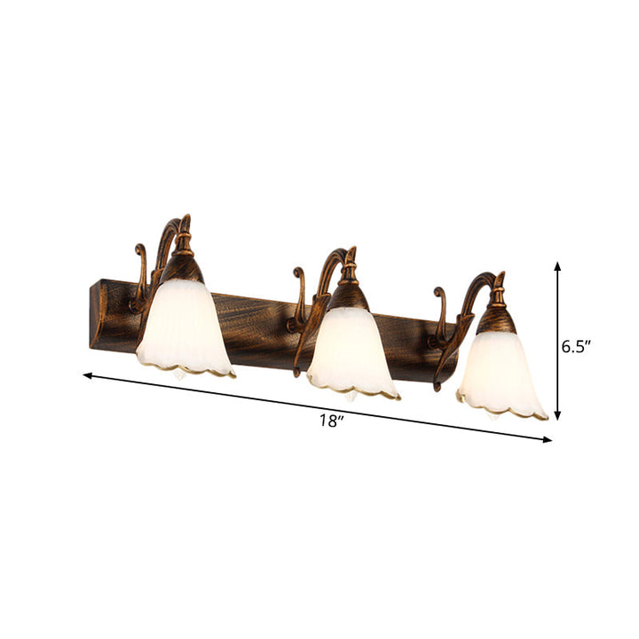Skanto | Blomster Bad Vegglys Klassisk Opalglass 2/3/4 Lys Bronze/Hvit Sminke Belysning