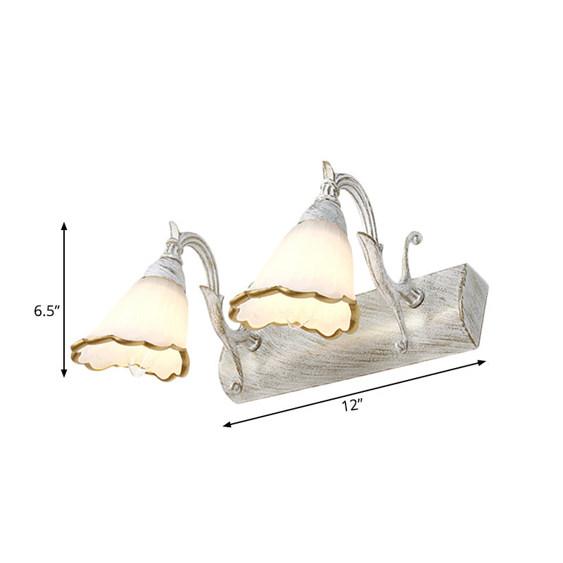 Skanto | Blomster Bad Vegglys Klassisk Opalglass 2/3/4 Lys Bronze/Hvit Sminke Belysning