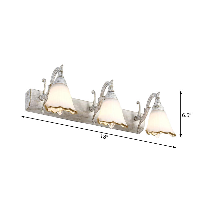 Skanto | Blomster Bad Vegglys Klassisk Opalglass 2/3/4 Lys Bronze/Hvit Sminke Belysning
