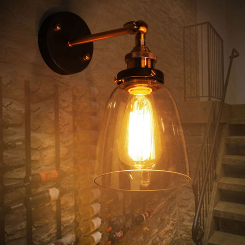 Oval Vanity Vegglamper Retro Industriell Stil Glass Enkelt Vanity Lys | Skanto