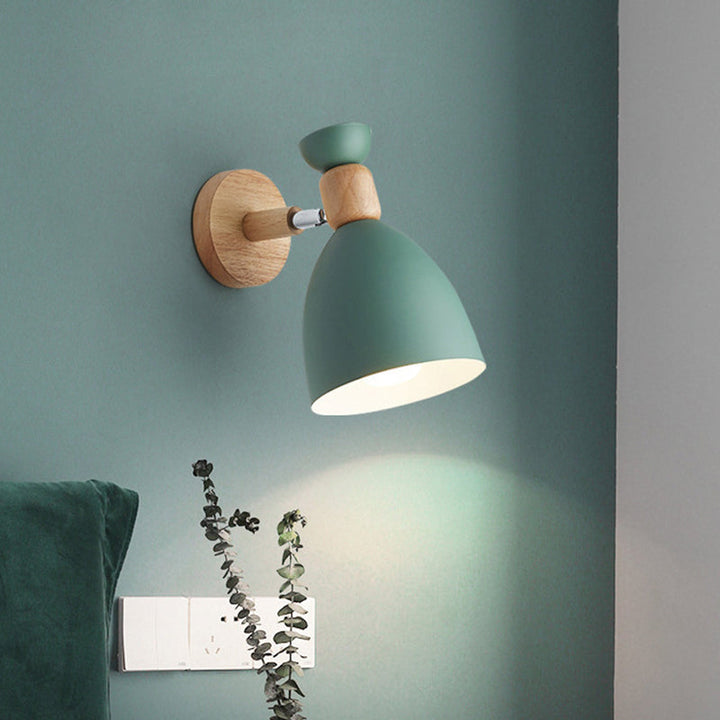 Nordic Macaroon Style Vegglampe 1 Lys Trearmet Veggmontert Lys i Metallskjerm | Skanto