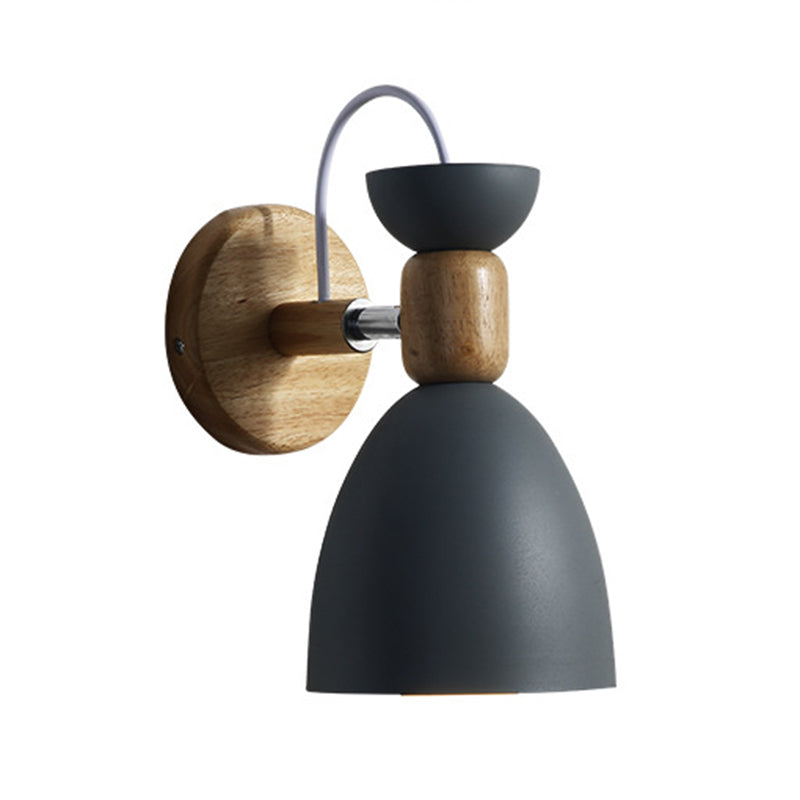 Nordic Macaroon Style Vegglampe 1 Lys Trearmet Veggmontert Lys i Metallskjerm | Skanto