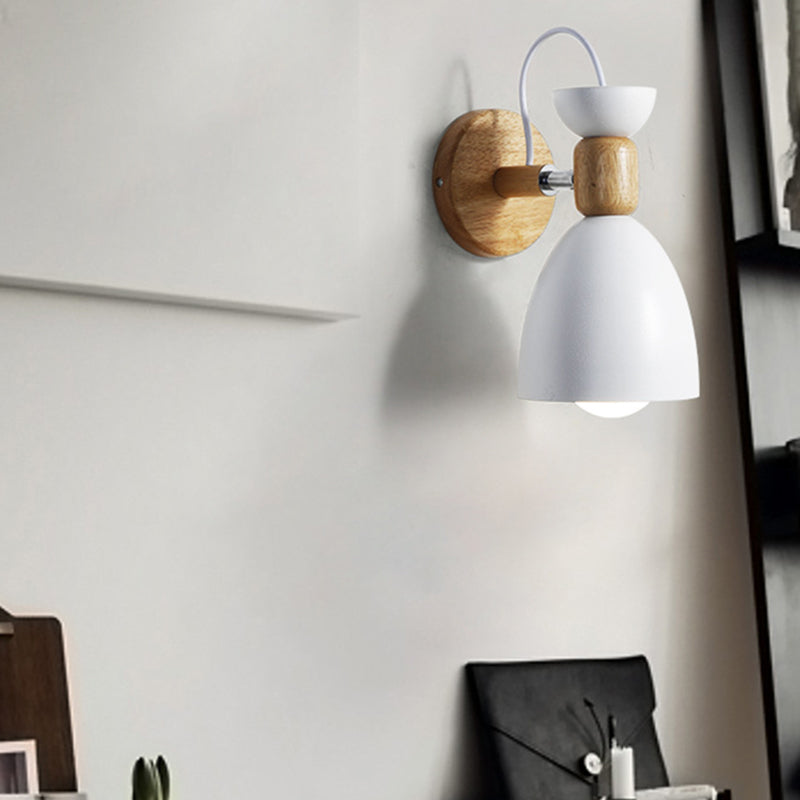 Nordic Macaroon Style Vegglampe 1 Lys Trearmet Veggmontert Lys i Metallskjerm | Skanto