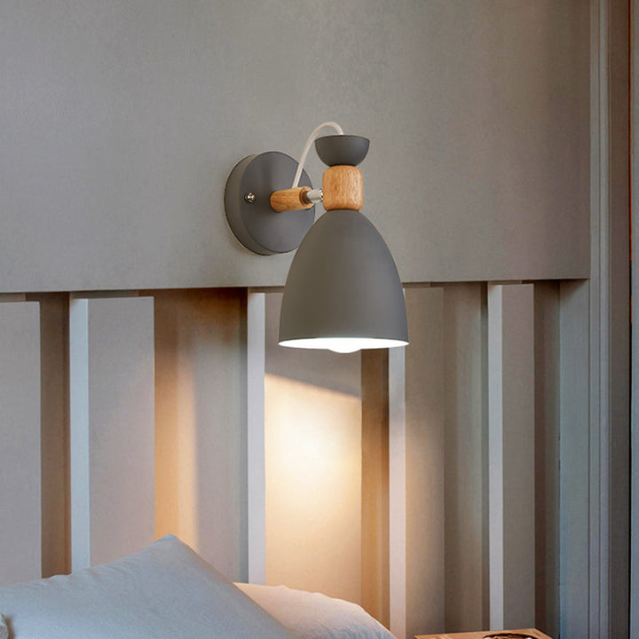 Nordic Macaroon Style Vegglampe 1 Lys Trearmet Veggmontert Lys i Metallskjerm | Skanto