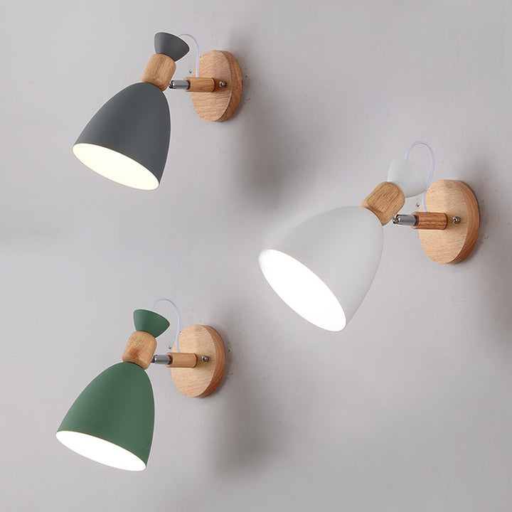 Nordic Macaroon Style Vegglampe 1 Lys Trearmet Veggmontert Lys i Metallskjerm | Skanto