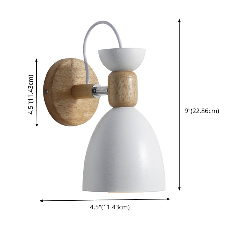 Nordic Macaroon Style Vegglampe 1 Lys Trearmet Veggmontert Lys i Metallskjerm | Skanto