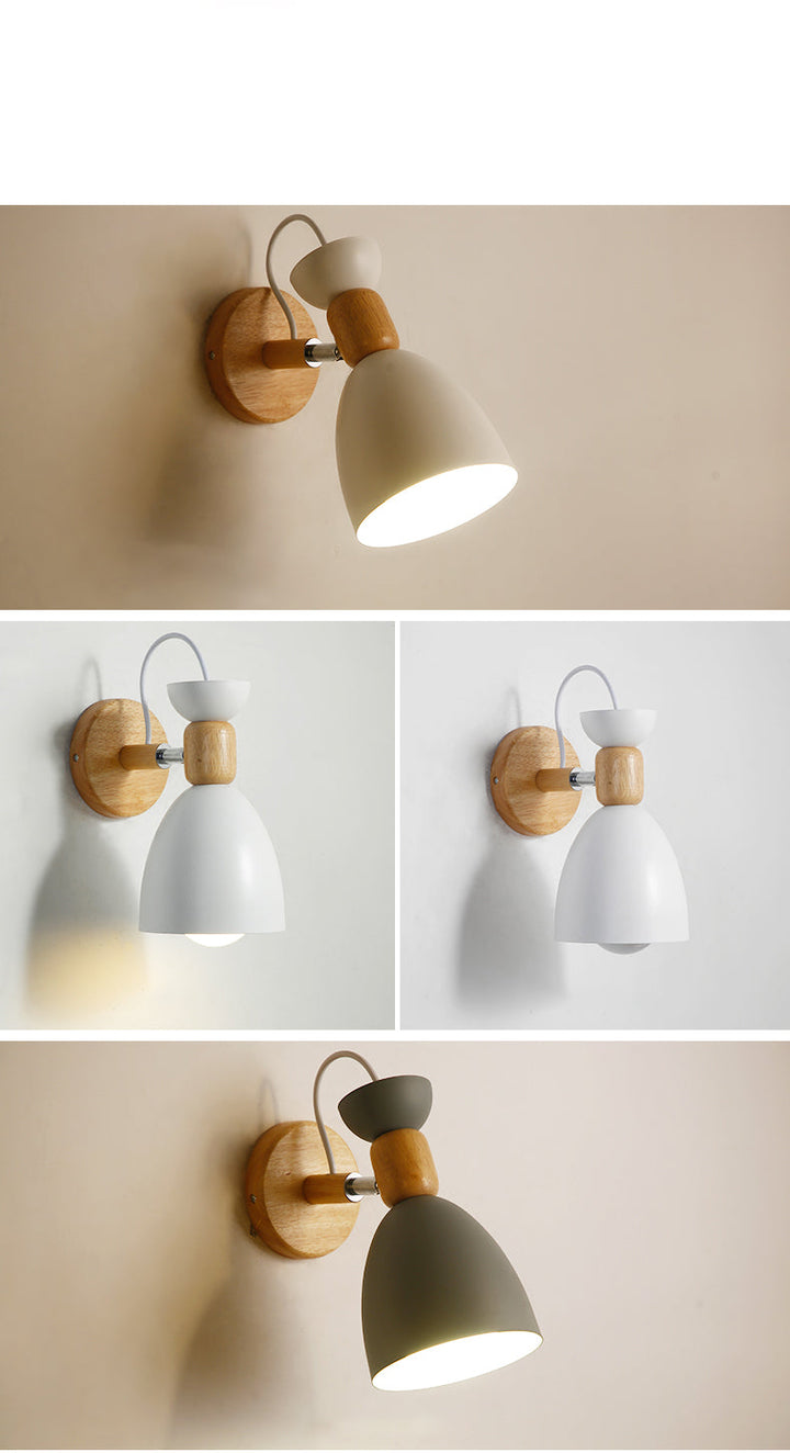 Nordic Macaroon Style Vegglampe 1 Lys Trearmet Veggmontert Lys i Metallskjerm | Skanto
