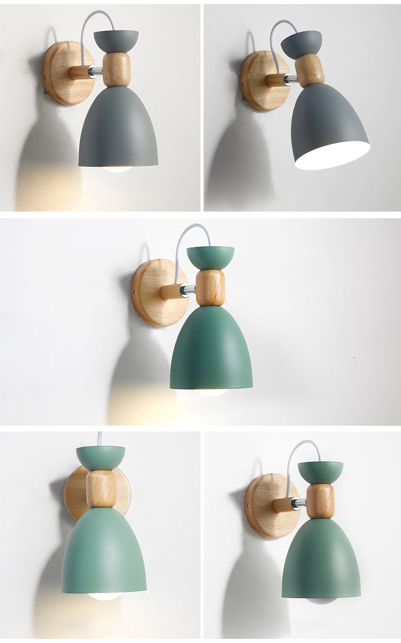 Nordic Macaroon Style Vegglampe 1 Lys Trearmet Veggmontert Lys i Metallskjerm | Skanto