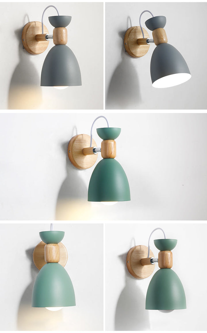 Nordic Macaroon Style Vegglampe 1 Lys Trearmet Veggmontert Lys i Metallskjerm | Skanto