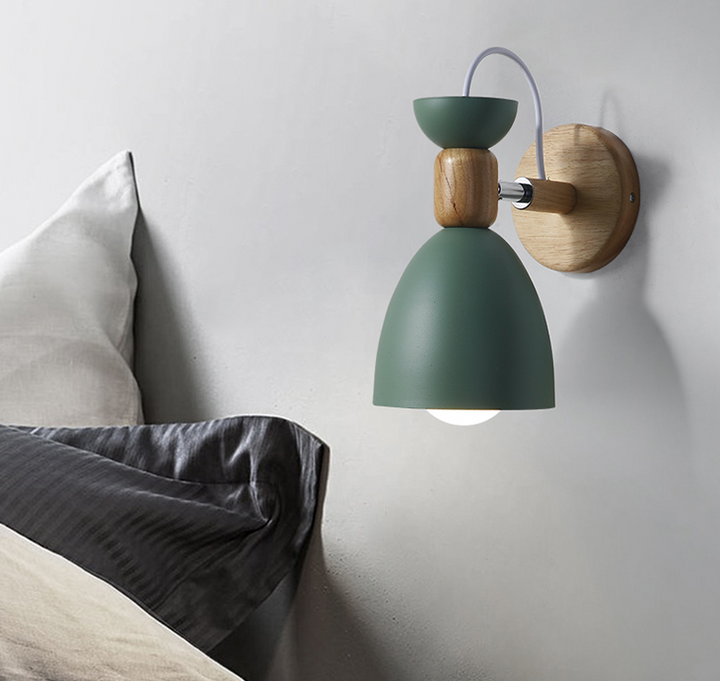 Nordic Macaroon Style Vegglampe 1 Lys Trearmet Veggmontert Lys i Metallskjerm | Skanto