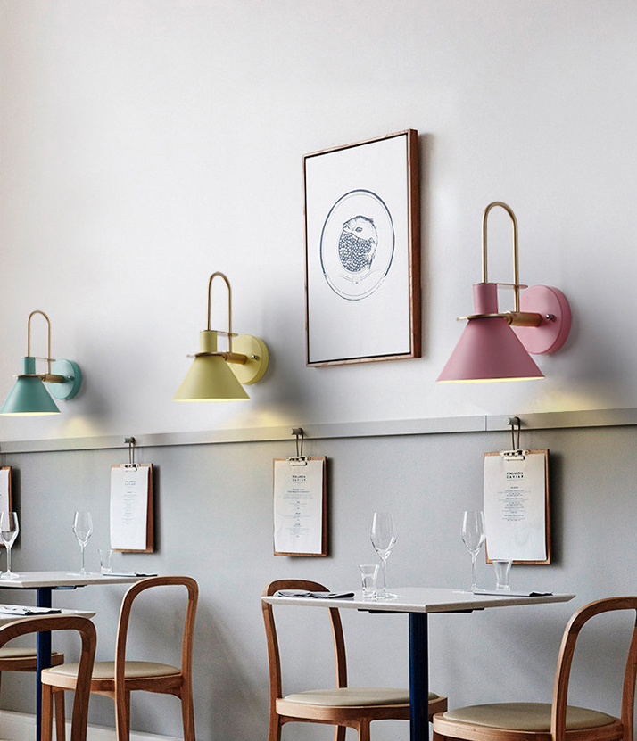 Macaroon Stil Veggmontert Lysarmatur Metall Fargerik Vegglampe for Hotell Soverom | Skanto