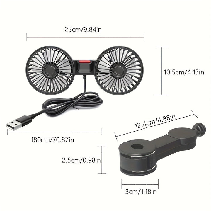 1 Pc Bilvifte, Bil Liten Klargjører, Dobbelhodet Bakvifte, Sterk Vind, 360 Grader Rotasjon, Stor Luftvolum, Subwoofer Drift, Base Festet Klemme Monteringsmetode, Passer For Bil Hjem | Skanto