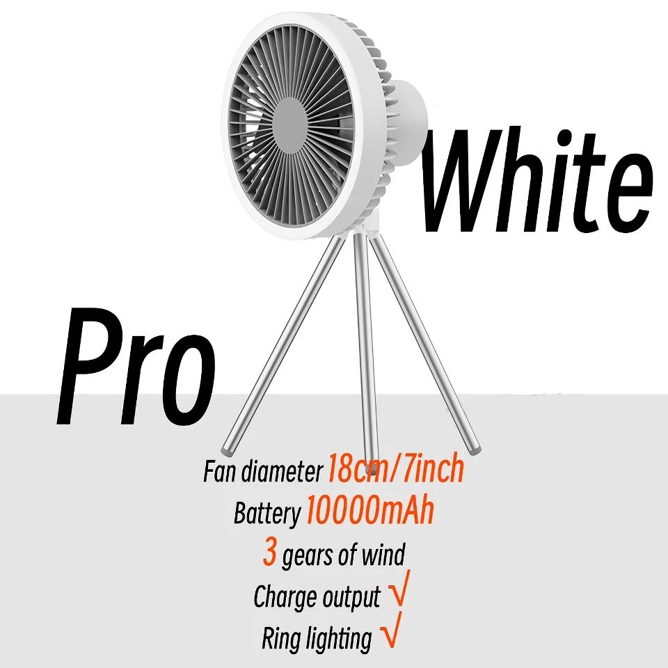 Oppladbar 10 000mAh Campingvifte med LED-belysning og powerbank | Skanto