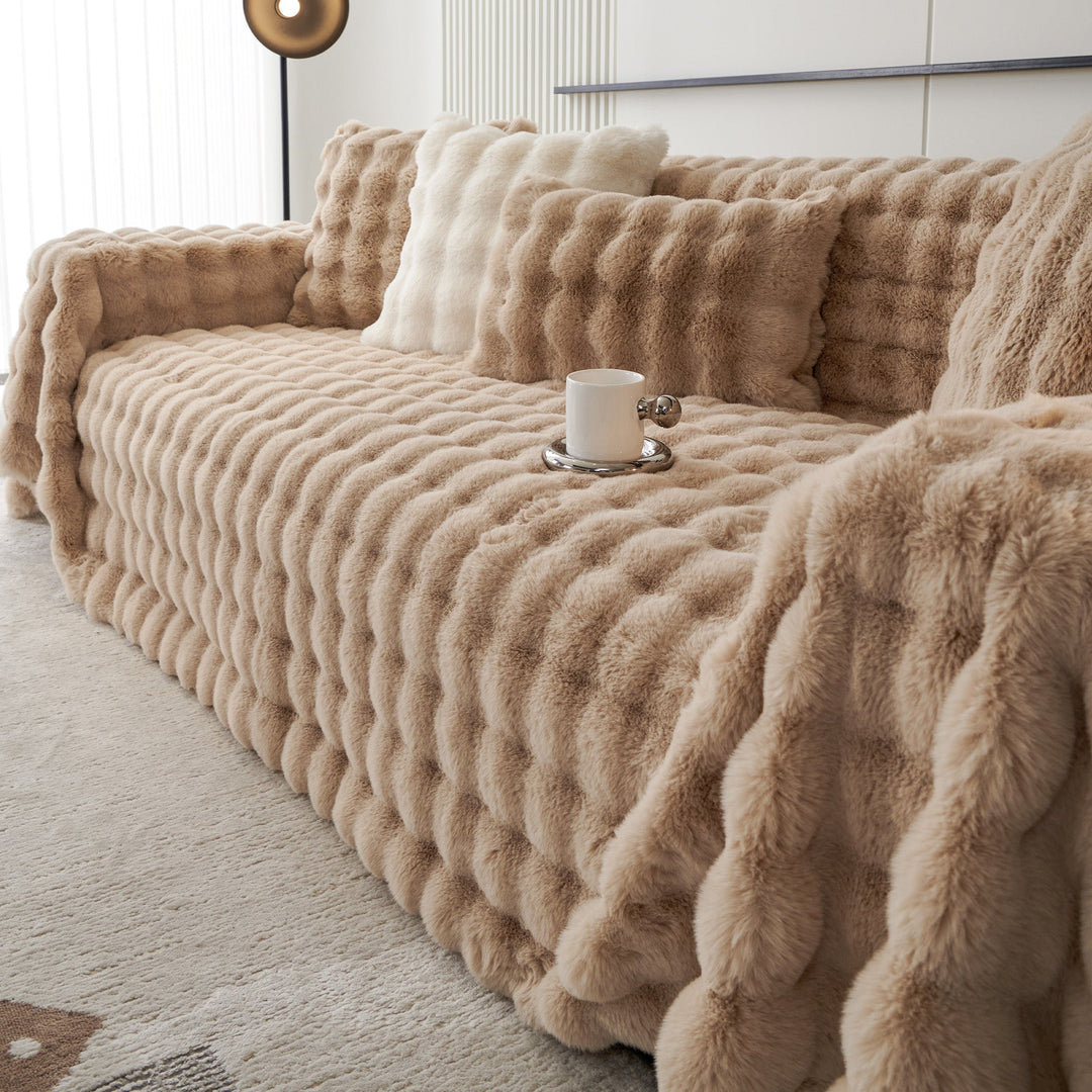 Luksus Ripple Faux Fur Sofa Deksel - Moderne, Stilig & Holdbar Sofa Beskyttelse | Skanto