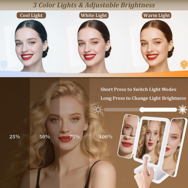 Tri-Fold LED Sminkespeil Skanto