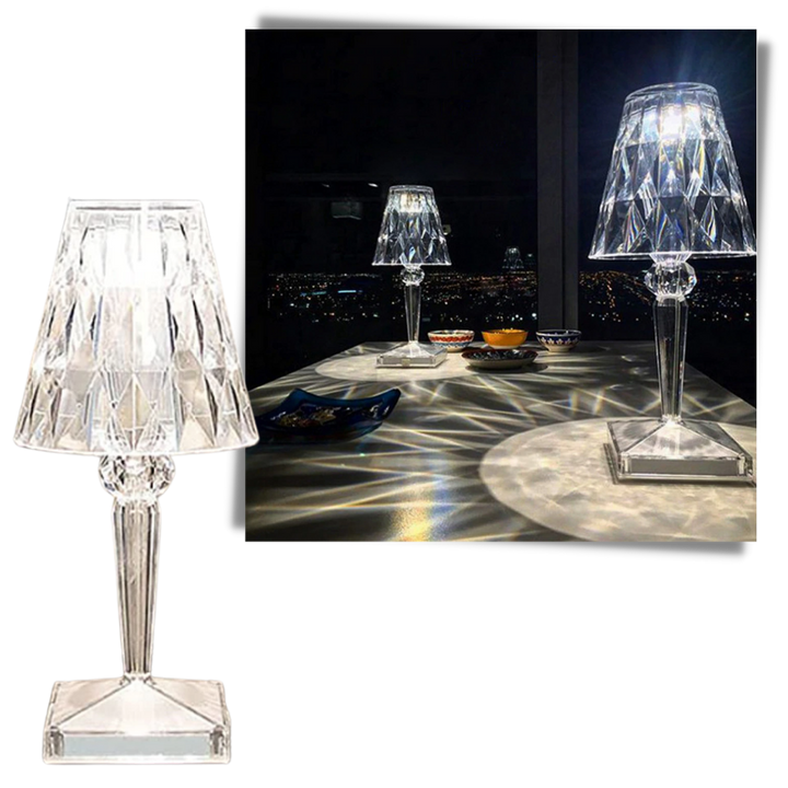 Skrivebordslampe i akrylkrystall