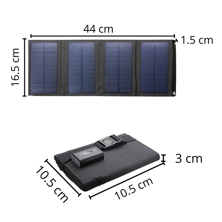 Bærbar solcellelader med USB-port