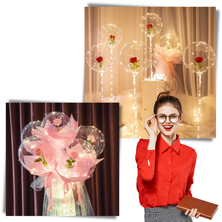 Vakker Rose LED-ballong