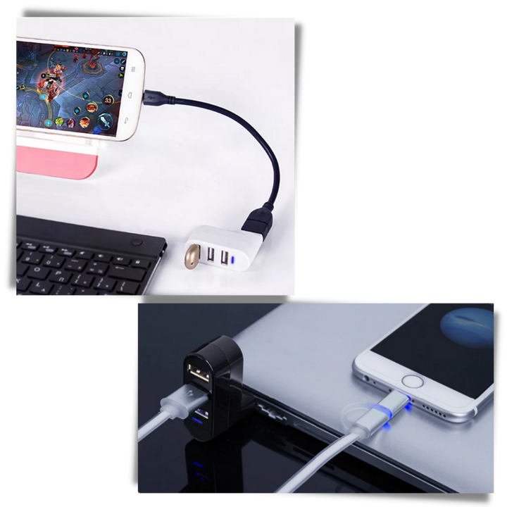 Roterende USB-adapter med flere porter