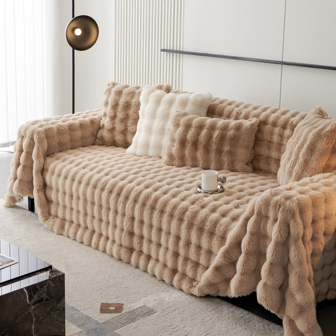 Luksus Ripple Faux Fur Sofa Deksel - Moderne, Stilig & Holdbar Sofa Beskyttelse | Skanto