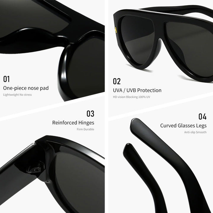 Oversized UV400 Aviator Solbriller Skanto