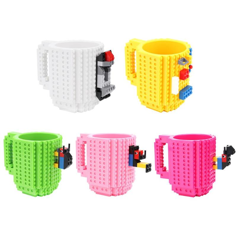 Norvo | 350ml Kreativ Lego Kaffe Kopper silikon rustfritt stål Reise Barn Voksen Bestikk Drikke Servise Sett for Barn