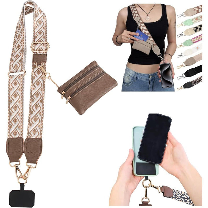Skanto | Stilig Crossbody Telefon Lanyard med Avtakbar Mini Lommebok