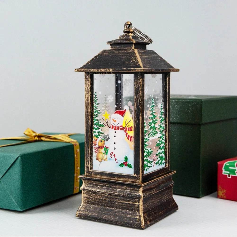Norvo | Julelys Lys Led Snøreinsdyr Lantern Lys Vintage Slott Julenisse Snømann Hengende Lantern Lampe Nyttårsfeiring Dekorasjon