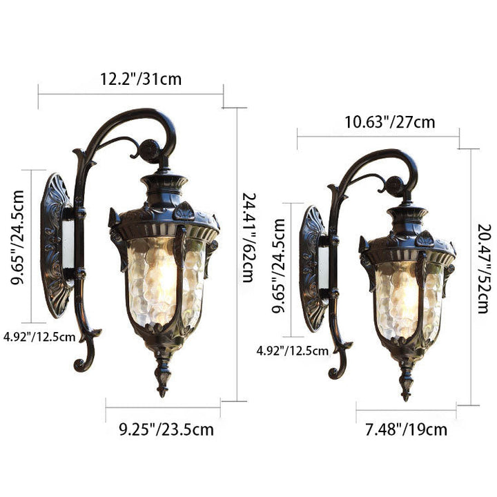 Tradisjonell europeisk sylinderlanterne aluminium glass 1-lys utendørs veggmontert lampe for utendørs patio | Skanto