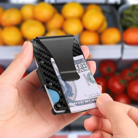 Skanto | RFID-blokkerende herre lommebok i karbonfiber metal
