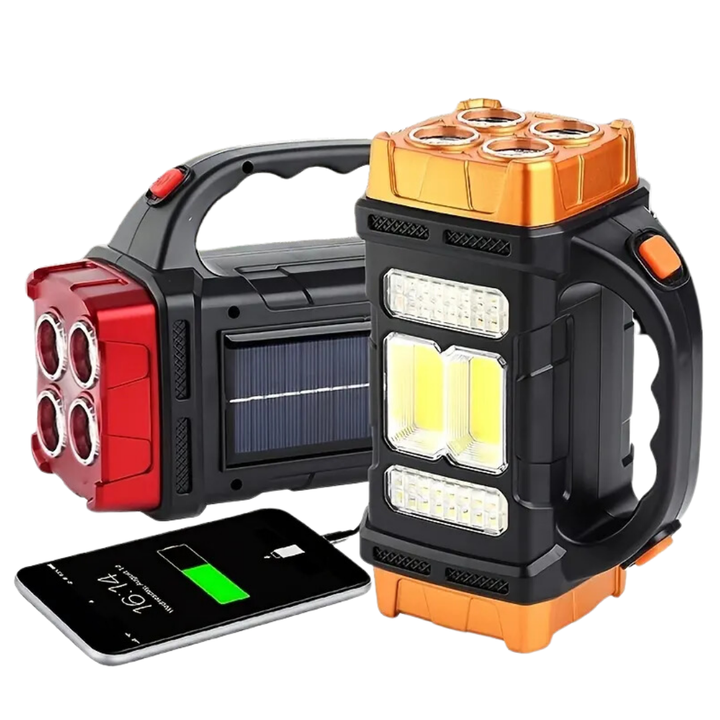 Skanto | PowerBeam 4-i-1 Nødslys - Powerbank & Solenergi for Overlevelse i Friluft