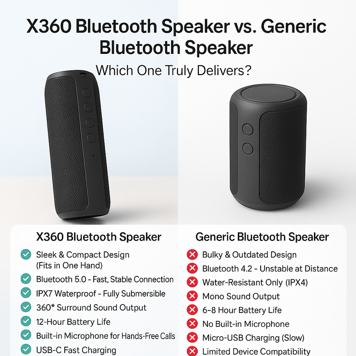 Skanto | Beste Vanntette Bluetooth Trådløs Høyttaler x360 Kompakt Liten
