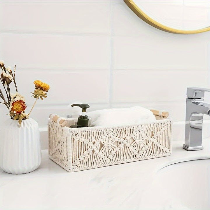 Boho Chic - Naturlig Bomulls Oppbevaringskurv for Elegant Interiør