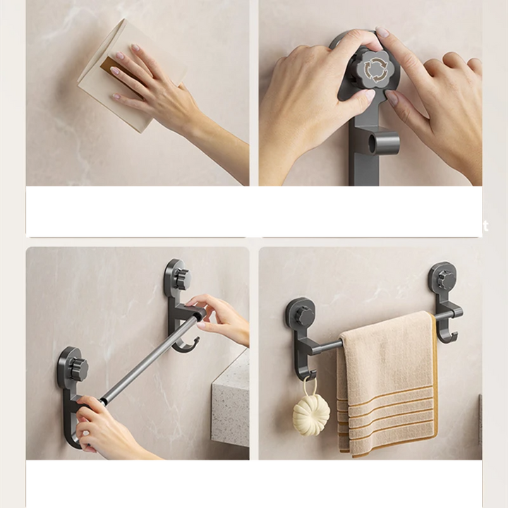 MagnaGrip Power Suction Cup Håndkleholder – Svart selvklebende håndkleholder uten boring Skanto