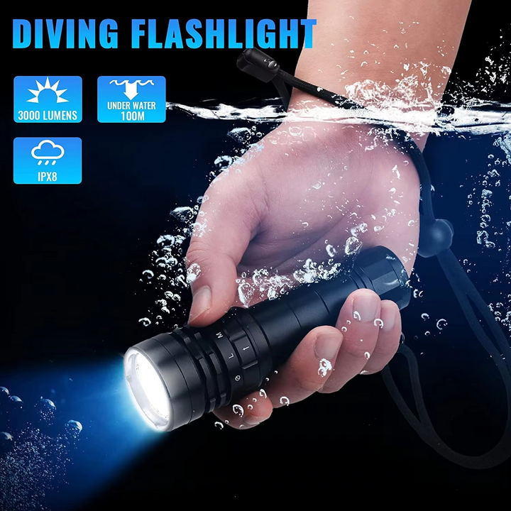 Skanto | Høy lumen dykkerlampe 3000lm vanntett magnetring lys