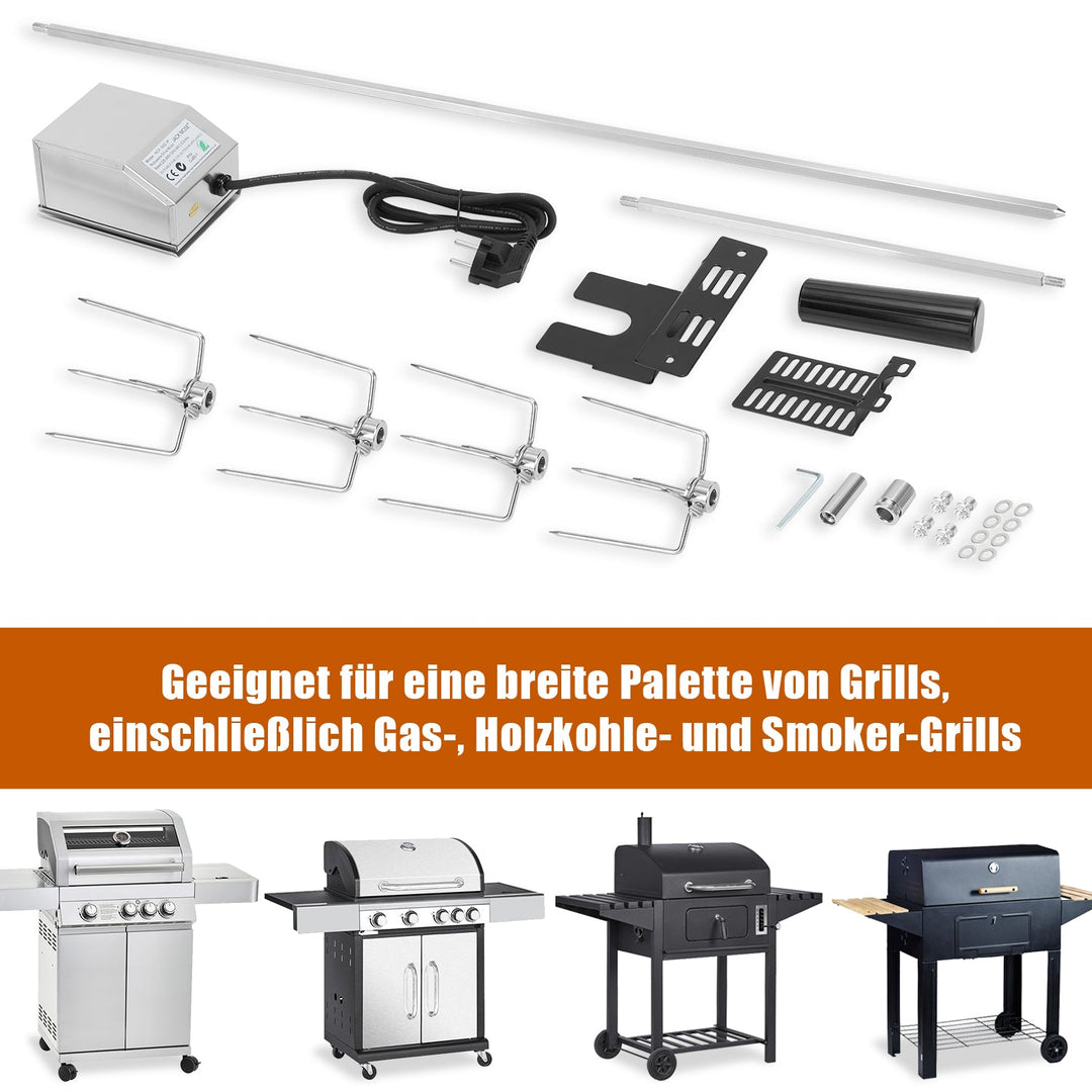 BBQ Grill Spydere Rustfritt Stål Motor 4x Kjøttnål | Skanto