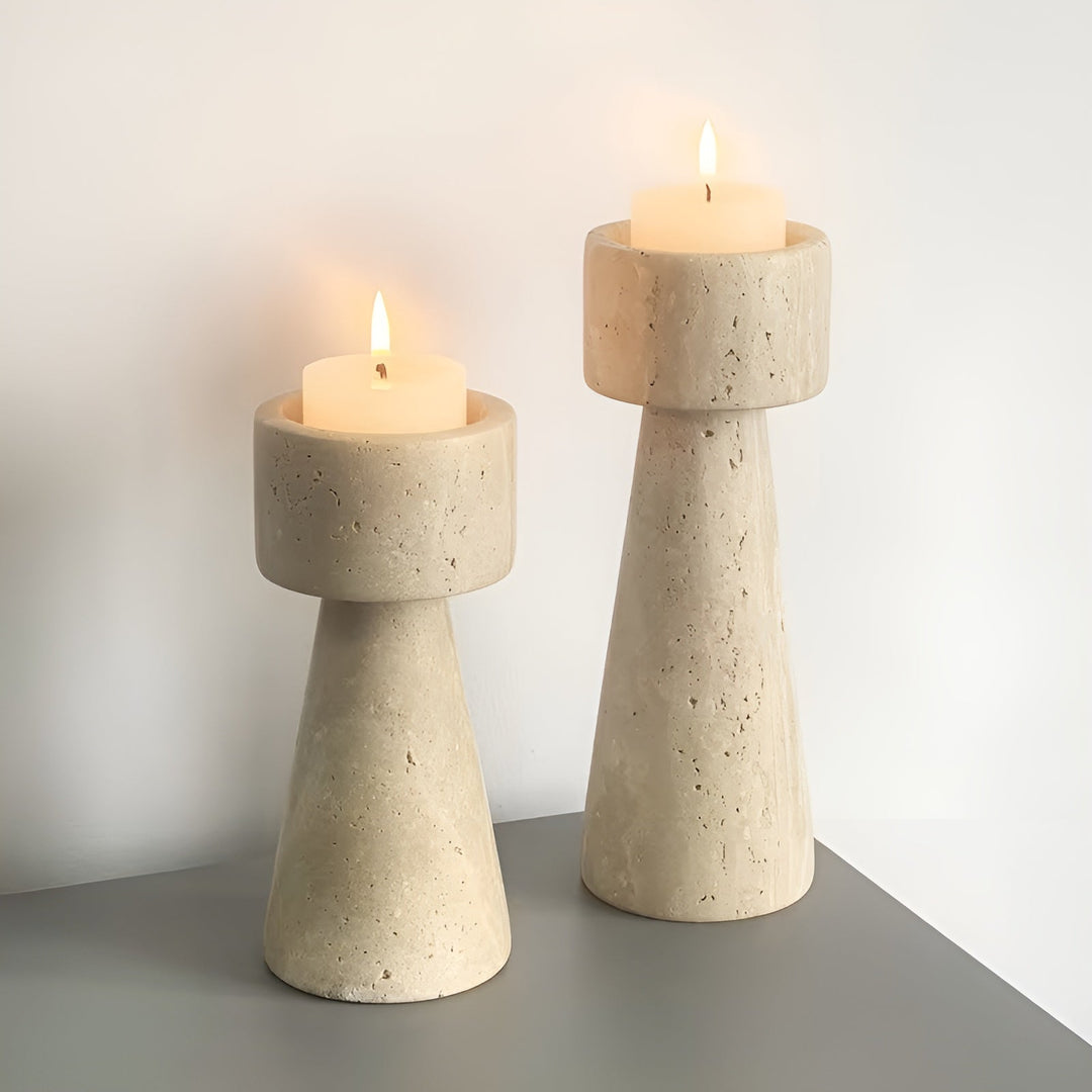 Marmor lysestake laget av naturstein – Elegant & Dekorativ | Polert for bord, bryllup og stue | Skanto