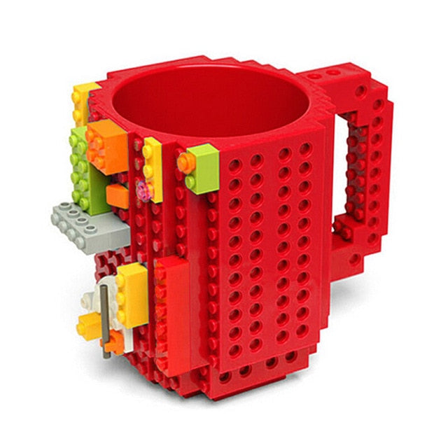 Norvo | 350ml Kreativ Lego Kaffe Kopper silikon rustfritt stål Reise Barn Voksen Bestikk Drikke Servise Sett for Barn