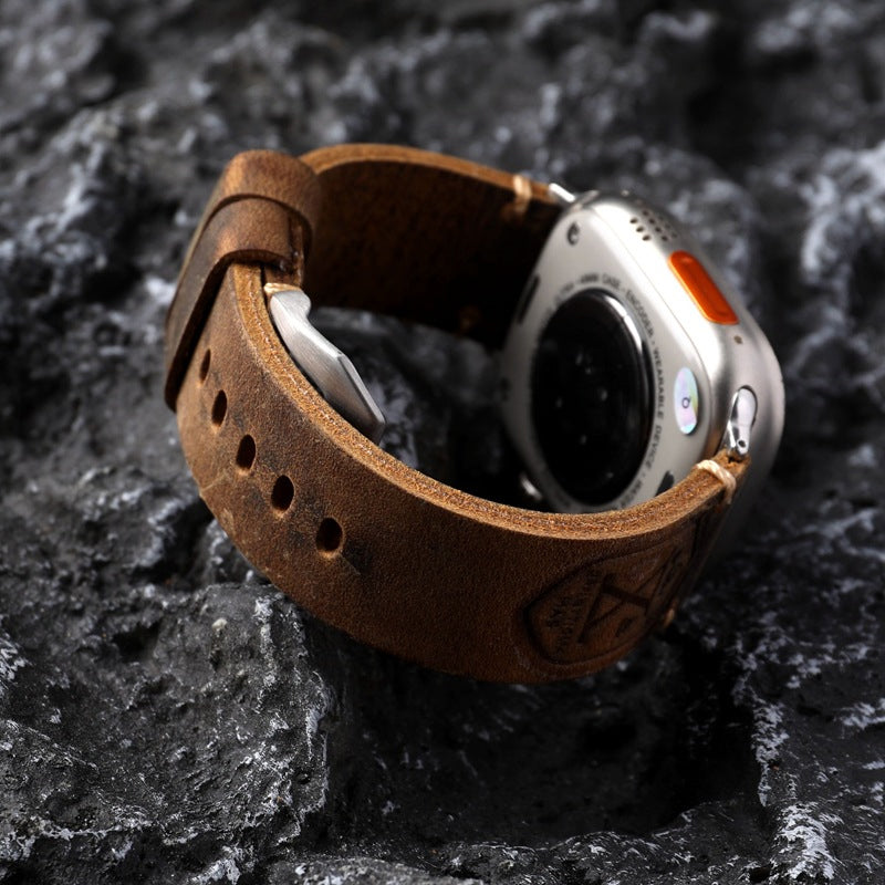 Skanto | Håndlaget Vintage Skinn Apple Watch Band