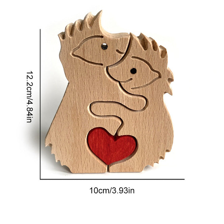 Skanto | Søtt dyrefamilie ornament, tre puslespill figur - 🎁Kjærlighetsgave