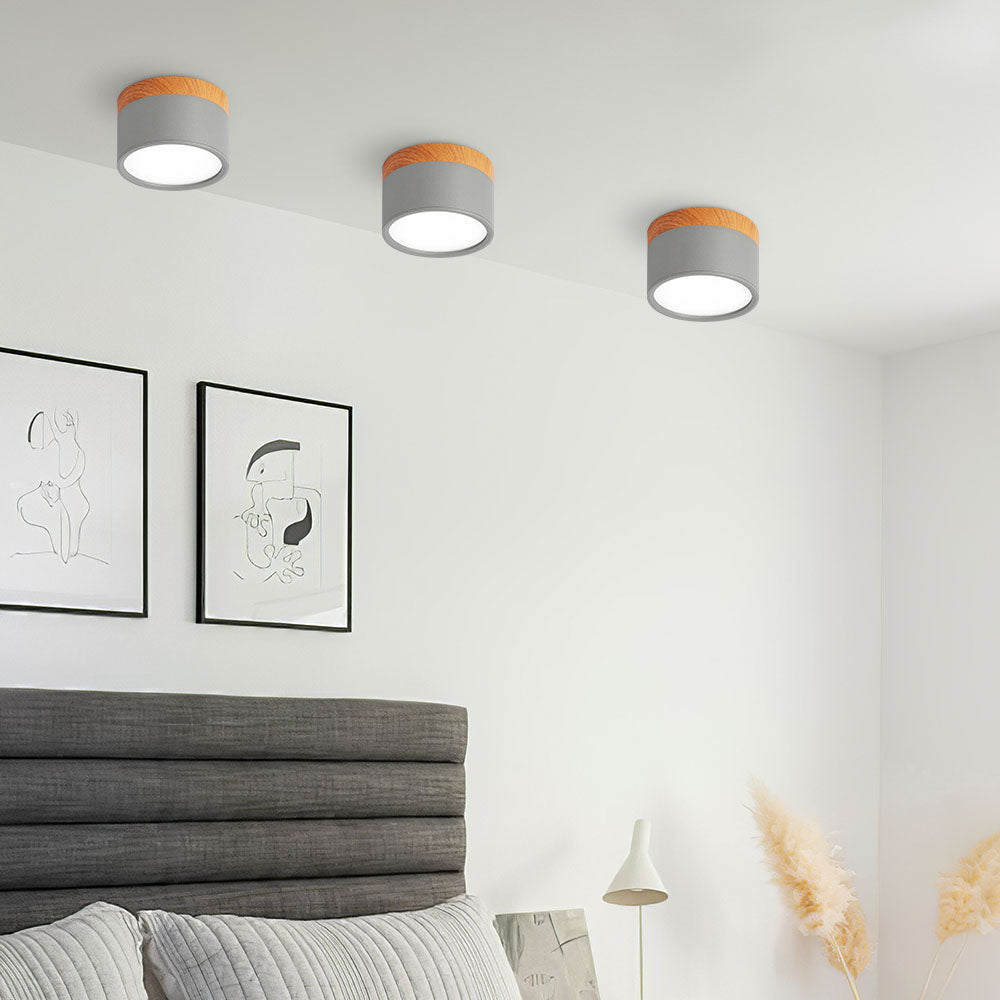 Moderne LED-deckenleuchte, flatenbündig, sylinderformig