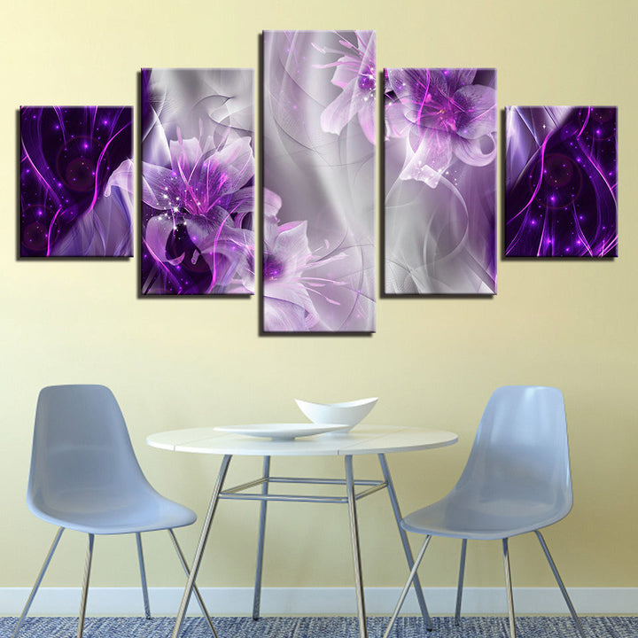 Fantasy Purple Lilien 5 stk - Lerret veggkunst maleri